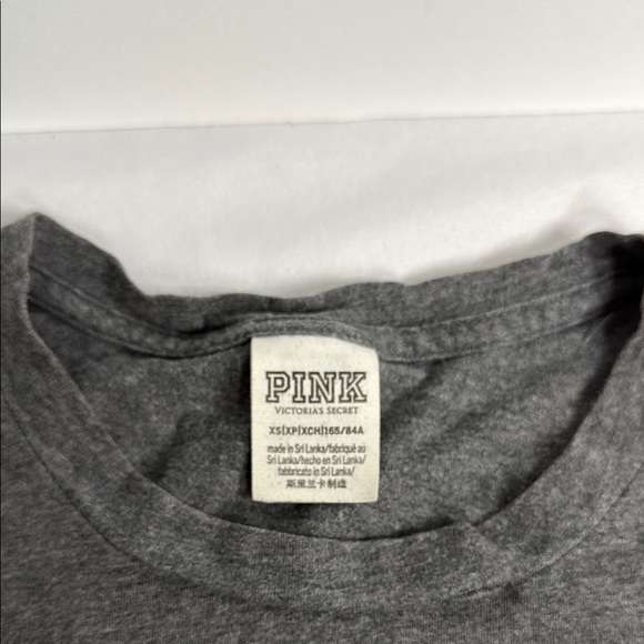 PINK Victoria's Secret Gray Short Sleeve Tee Classic Fit - Picture 4 of 6